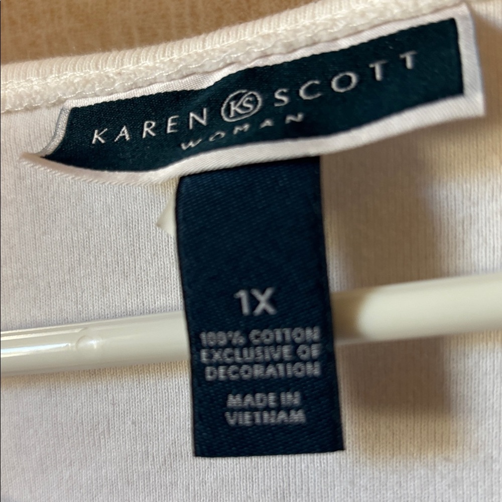 Karen Scott Festive Holiday Long Sleeve Shirt 1X - Picture 3 of 3
